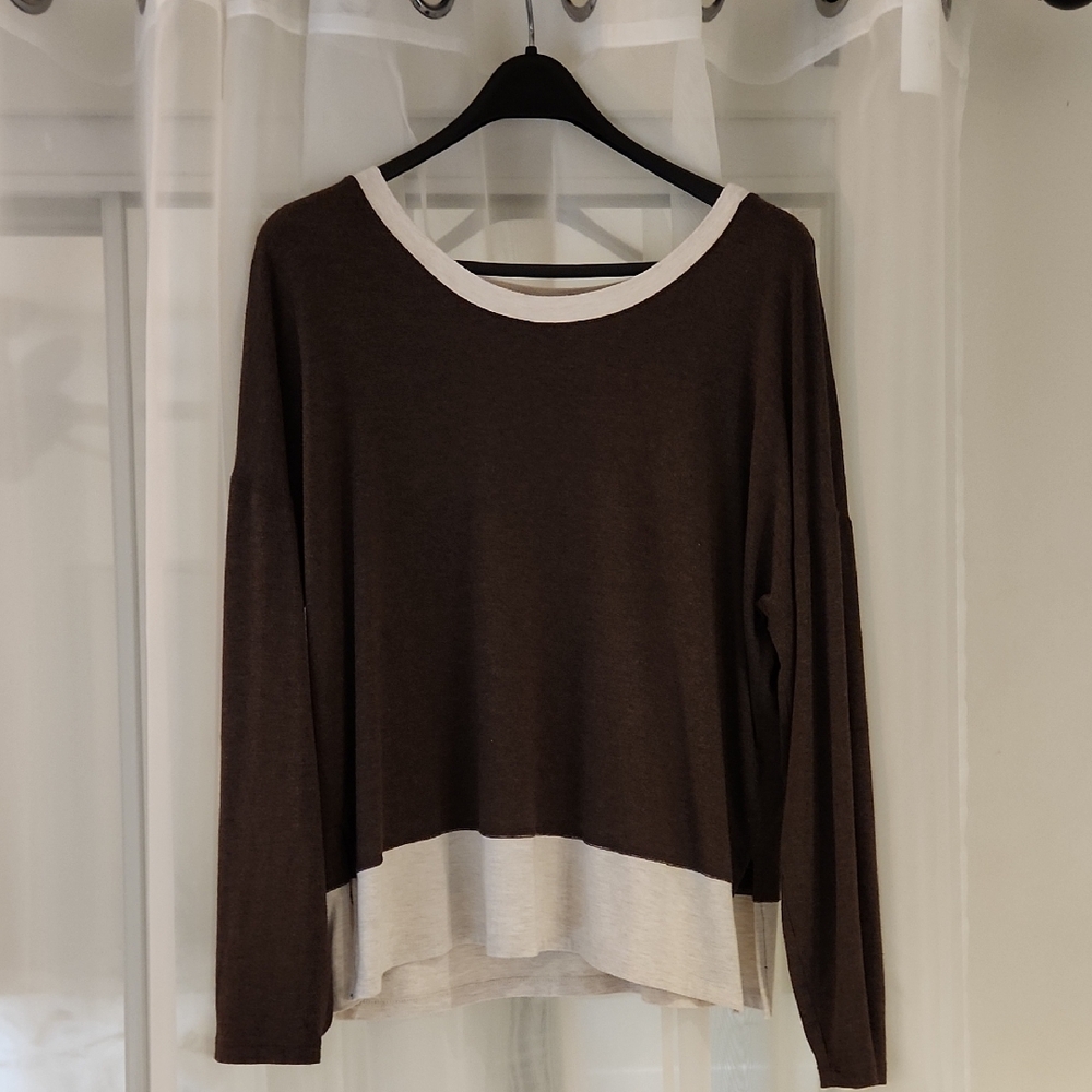 Miik Geneva Brown and Cream Long Sleeve Women's Top